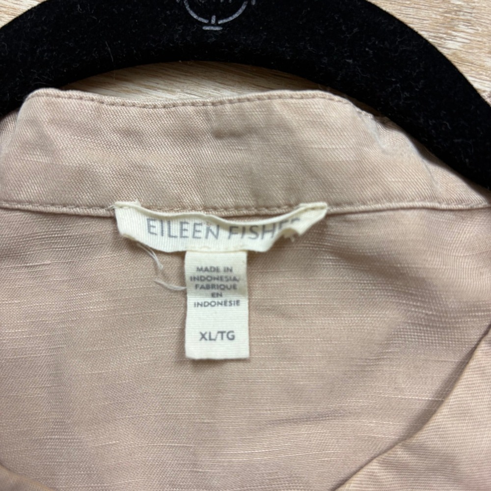 Eileen Fisher Linen Blend Oversized Button Front Cropped Jacket Women's XL Cream - Picture 3 of 5